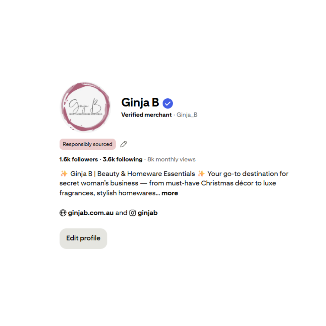 Ginja B Instagram profile with verified status on a white background