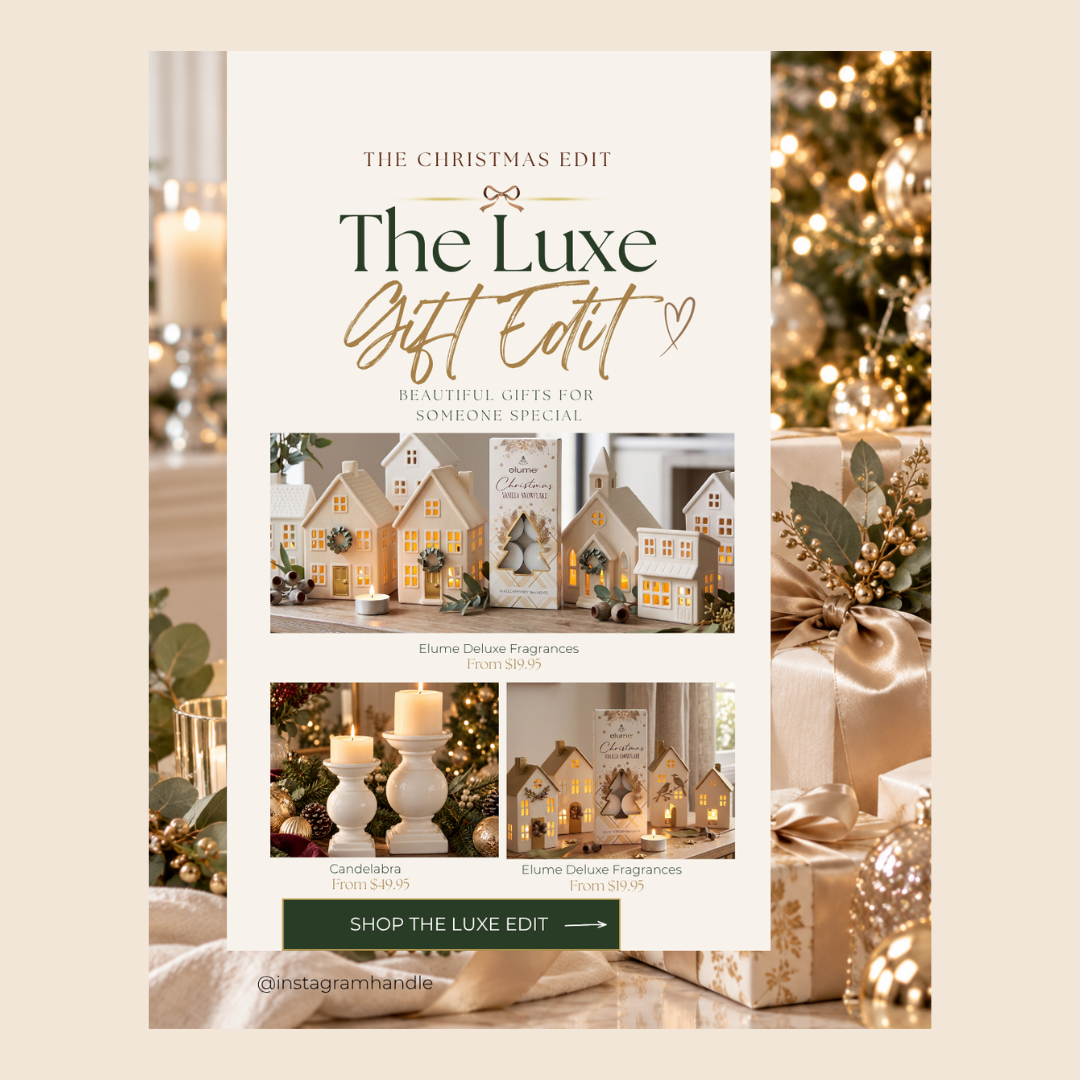 Christmas gift guide Canva templates featuring festive gift ideas and elegant product layouts for small businesses